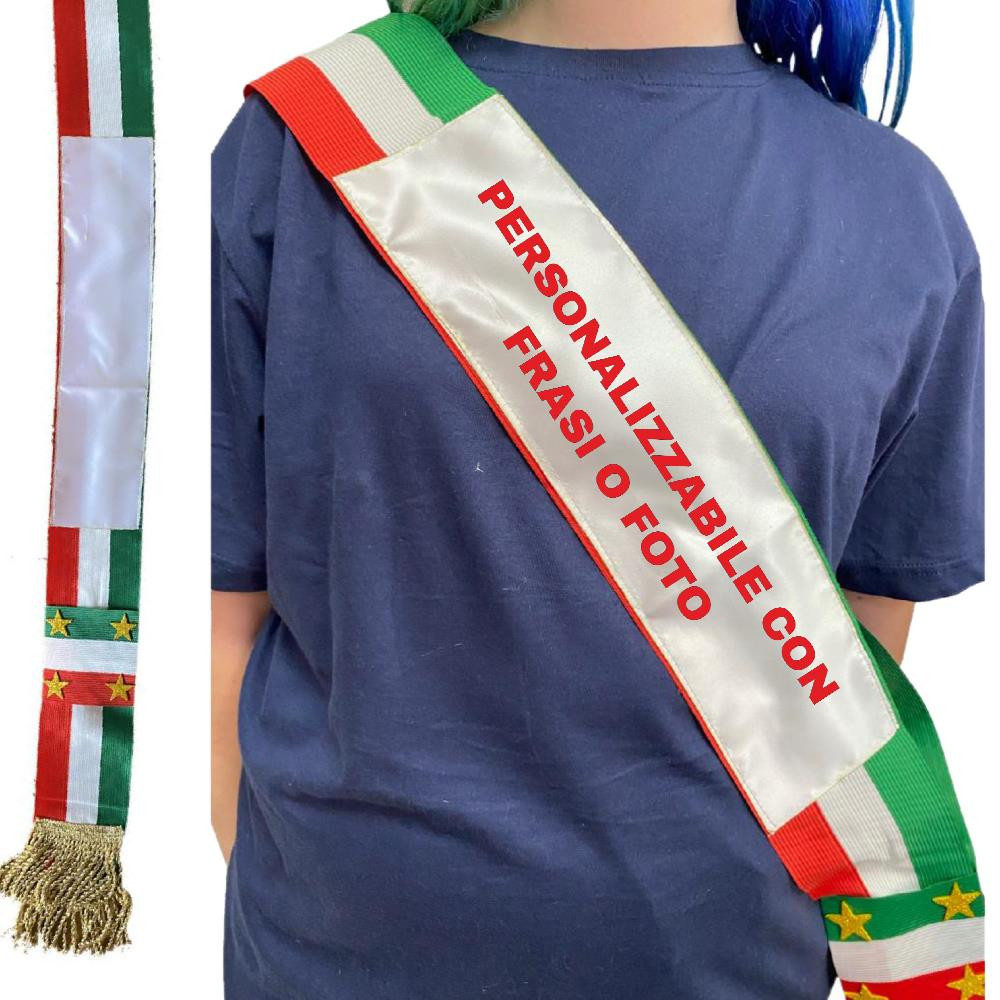 Fascia Da Sindaco Personalizzabile A Nodo Scorrevole Fascia Tricolore Made  In Italy PS 04626 pelusciamo store marchirolo
