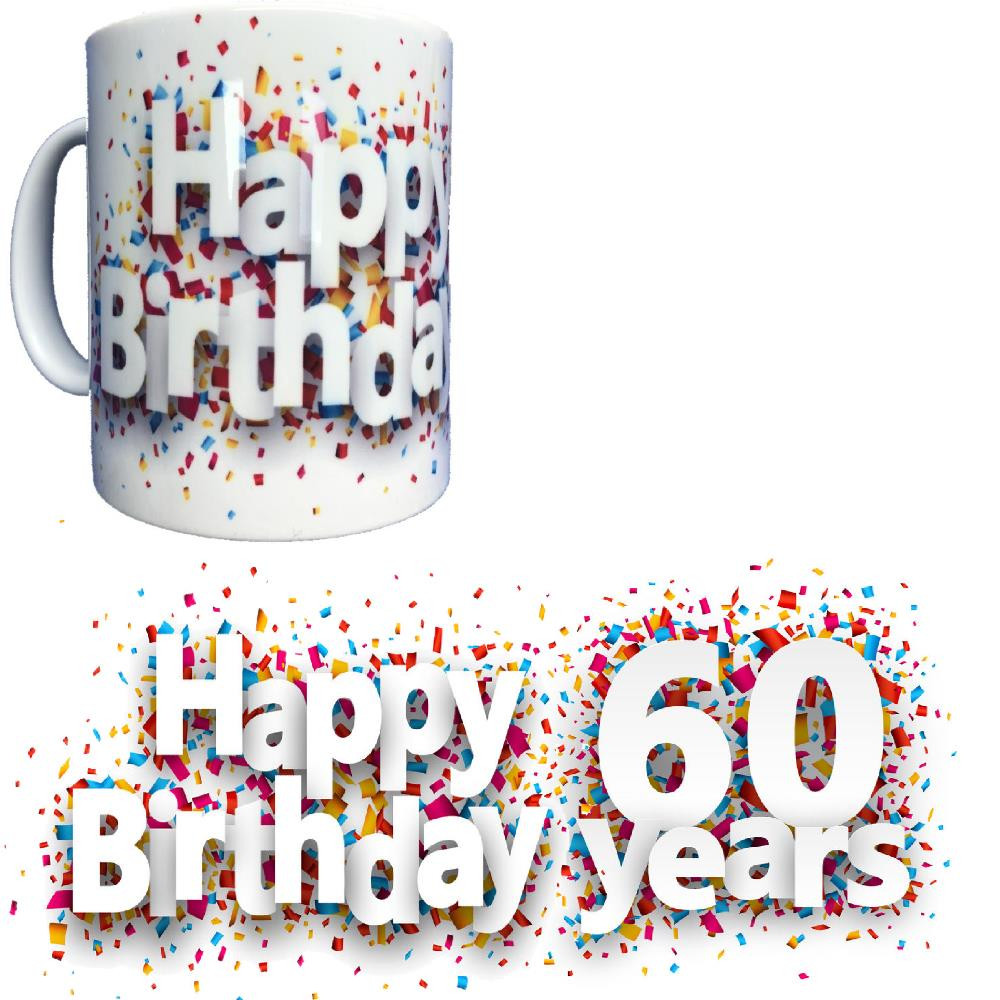 Tazza In Ceramica Happy Birthday 60 Years Tazze Regalo PS 09370-24 Pelusciamo Store Marchirolo
