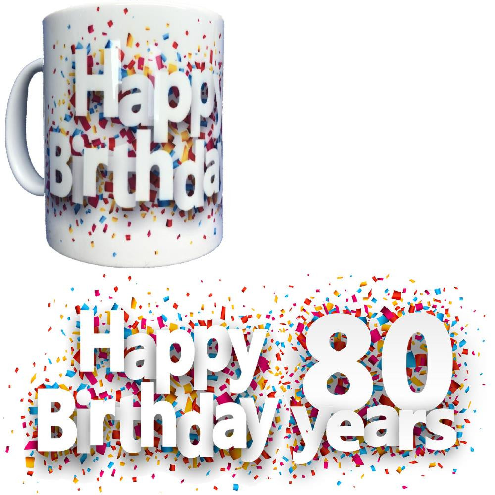 Tazza In Ceramica Happy Birthday 80 Years Tazze Regalo PS 09370-26 Pelusciamo Store Marchirolo