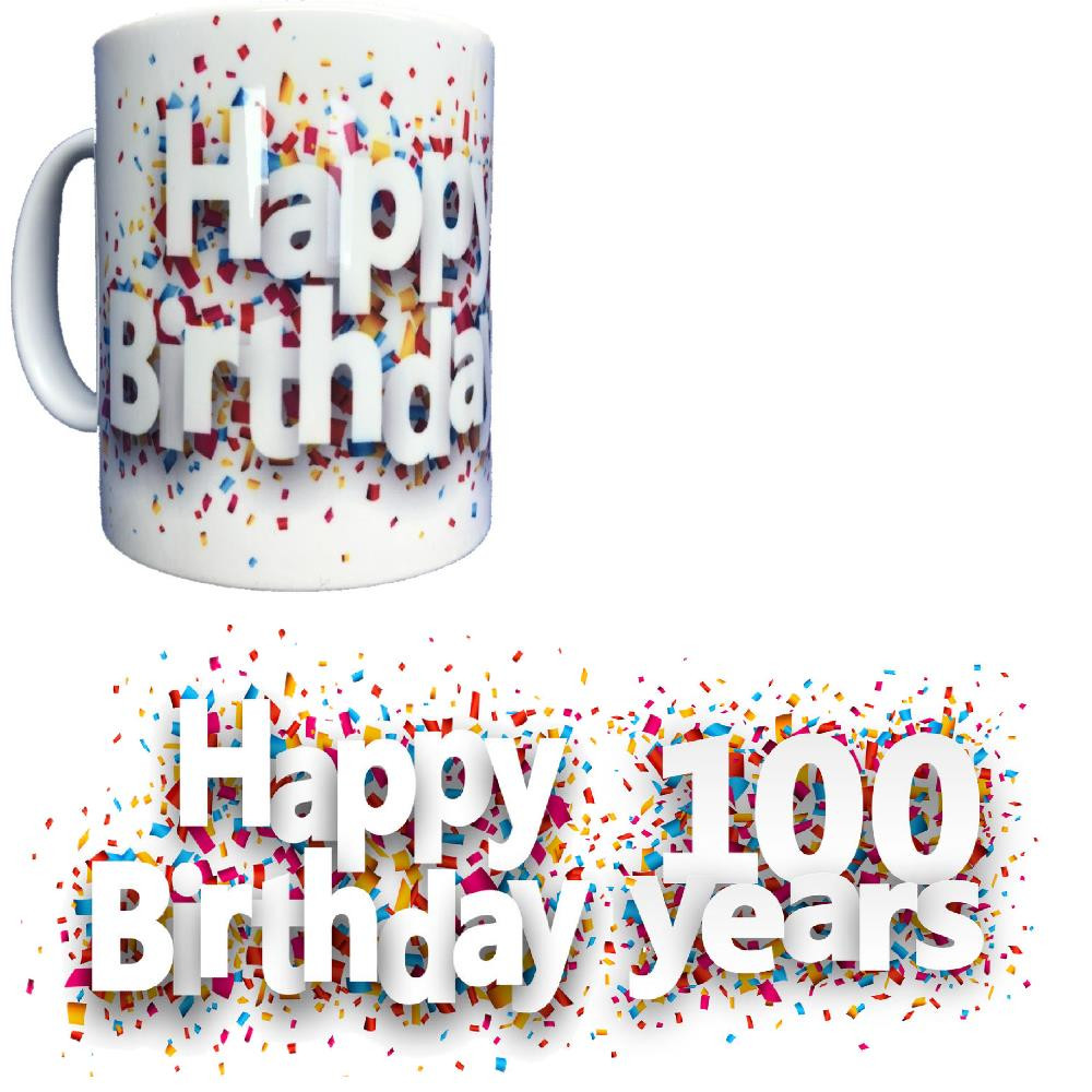 Tazza In Ceramica Happy Birthday 100 Years Tazze Regalo PS 09370-28 Pelusciamo Store Marchirolo