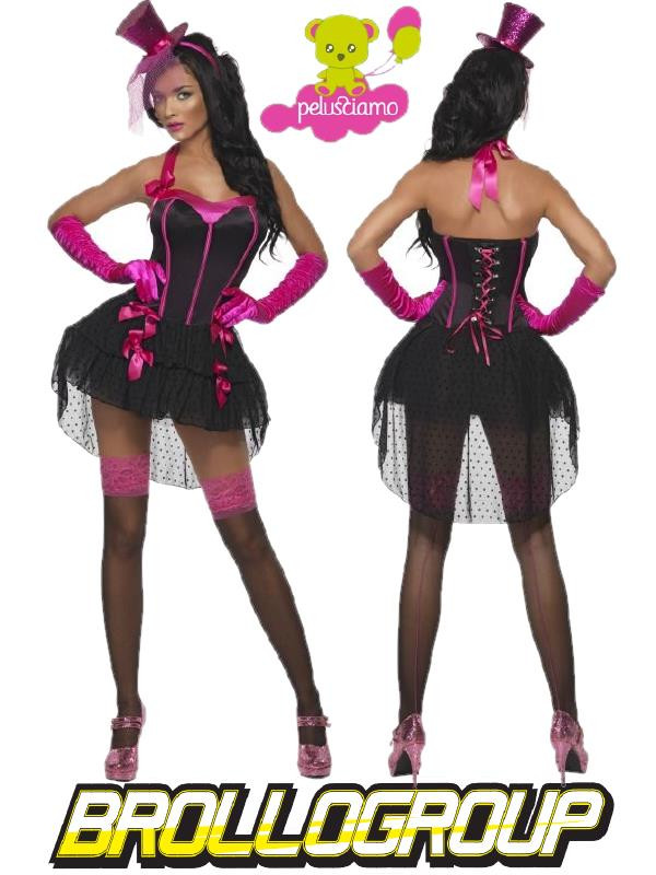 Costume Carnevale Ballerina Can Can abito Burlesque Nero e viola *12202