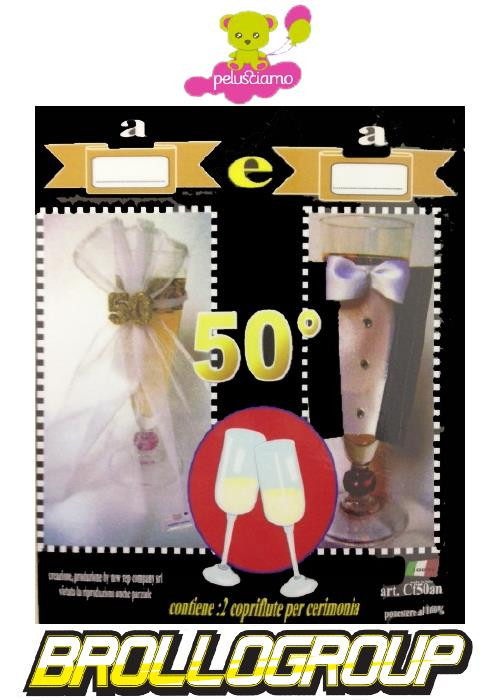 Set Festa 50 Anniversario Matrimonio, Copri Flutes Nozze Oro | Pelusciamo.com