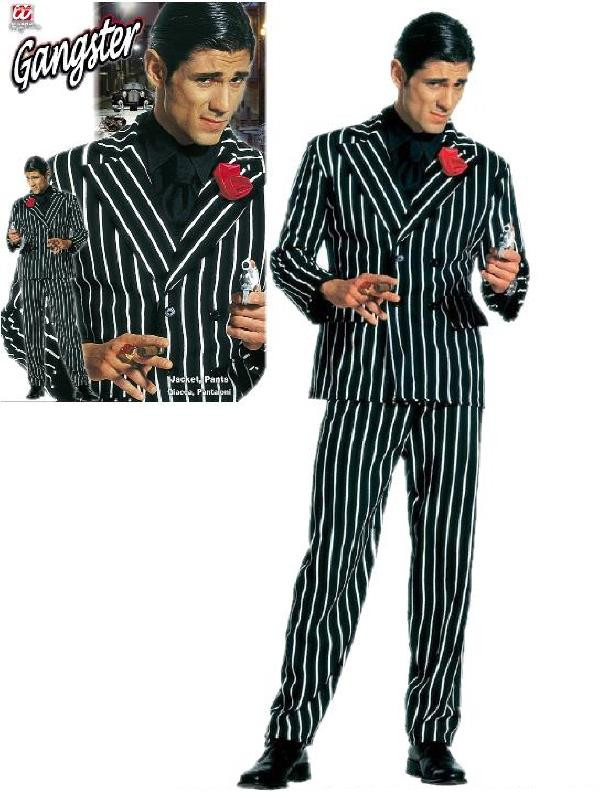 Costume Carnevale uomo gessato Gangster giacca + pantaloni *19789 pelusciamo store