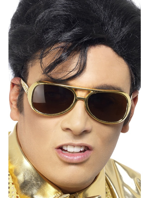 Accessori costume Carnevale Occhiali Elvis Presley Oro plastica *09880 pelusciamo store