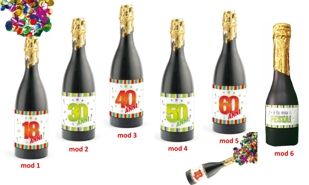 Bottiglia Sparacoriandoli 16 cm, Festa Compleanno  | Pelusciamo.com
