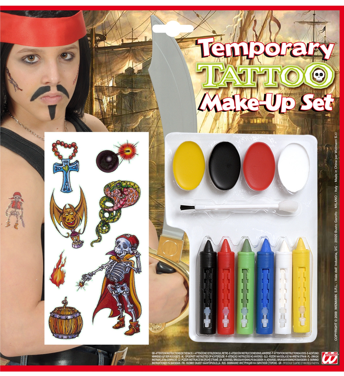 Set Tatuaggi Pirata Bimbo make up, carnevale Halloween | pelusciamo.com