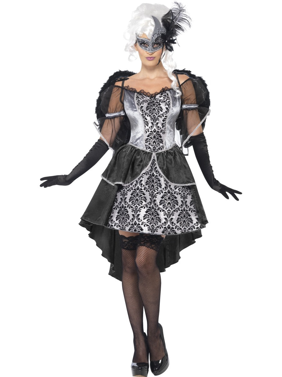 Costume Halloween Carnevale Donna Barocco Grigio Ali *18666 Abito Veneziano