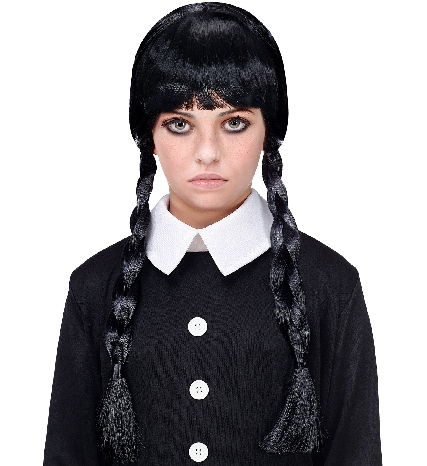 Parrucca Donna  Nera Con Trecce Dark Girl Accessori Carnevale Halloween | Pelusciamo.com