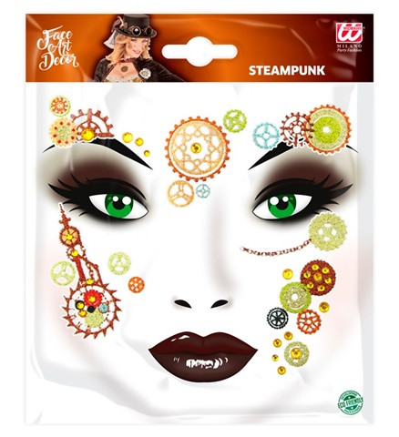 Adesivo viso Glitter Steampunk Sticker per viso e corpo, pietre preziose e glitter adesivi PS 00828