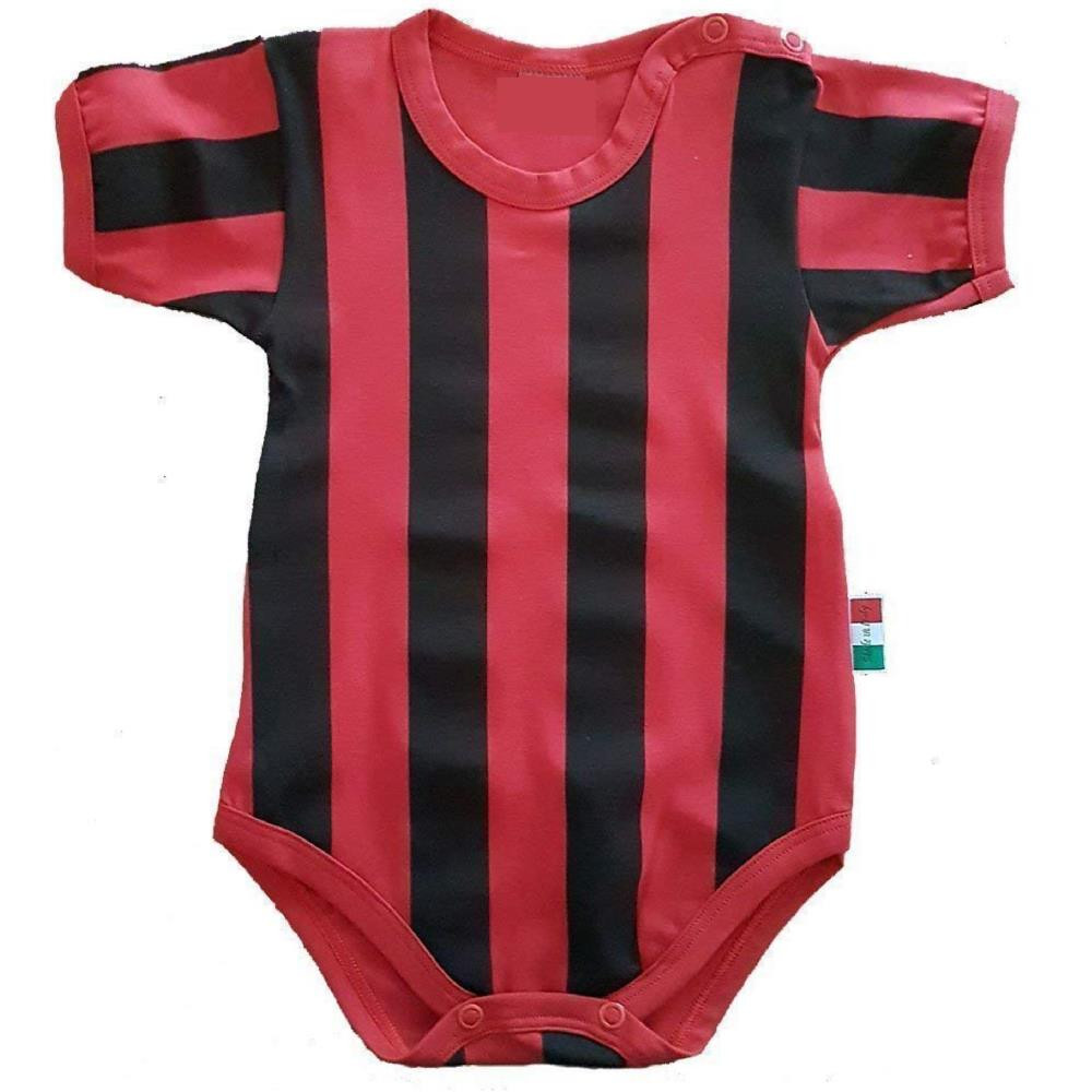 Body Neonato Rosso Nero Manica Corta Abbigliamento Calcio PS 32772 pelusciamo store Marchirolo (va) Tel 0332 997041