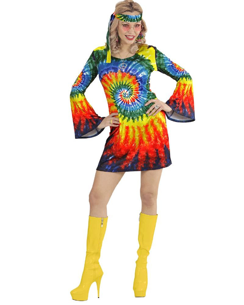 Vestito Donna Psichedelico Anni 60, Costume Carnevale Hippie PS 26558 Pelusciamo store Marchirolo