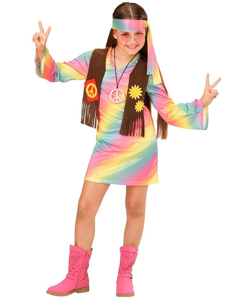 Costume Carnevale Bambina Hippie Anni 60 PS 26177 Figli Dei Fiori