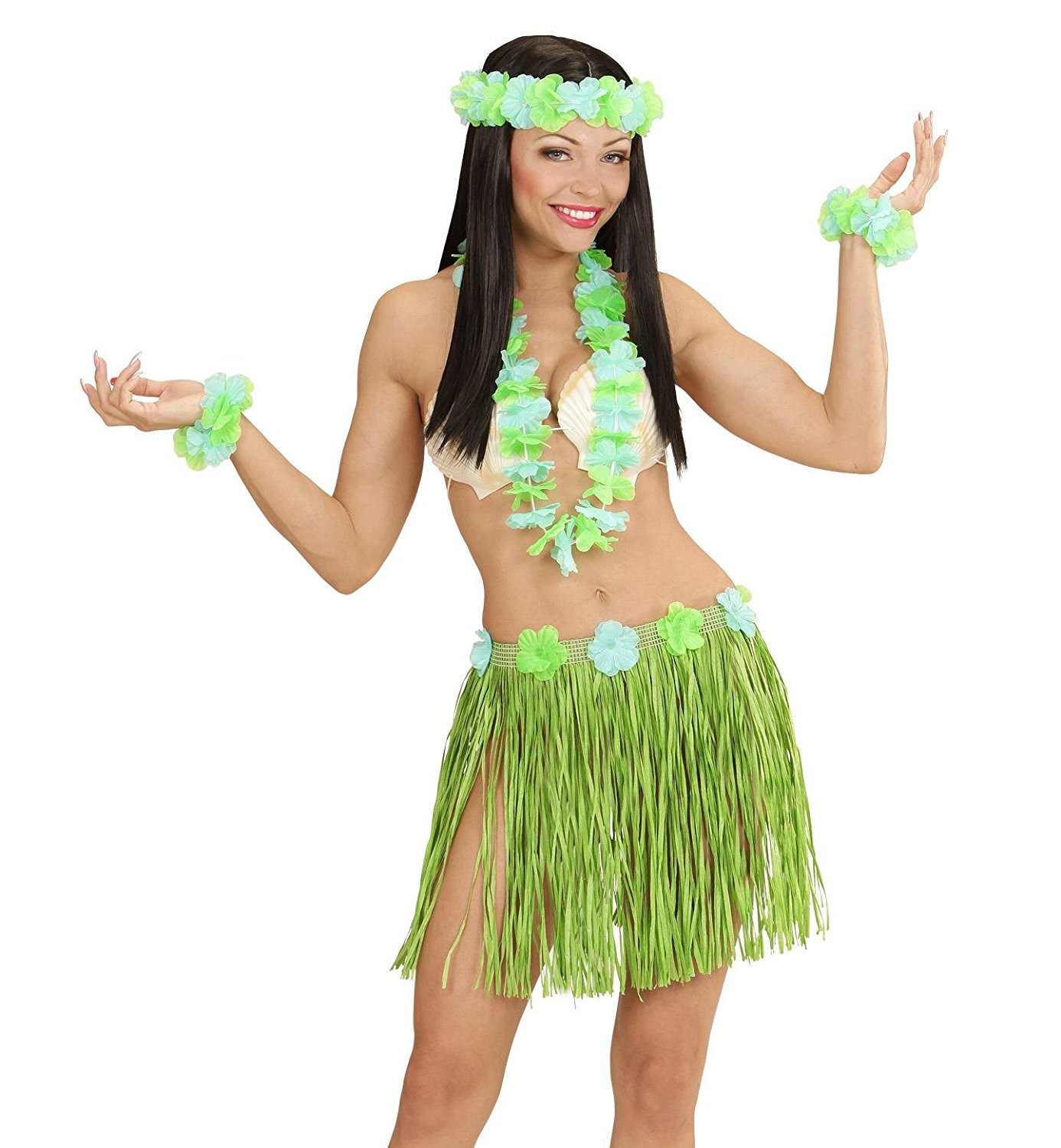 Accessorio Costume Carnevale  Set Hawaiana Verde  Hawaii  | pelusciamo.com
