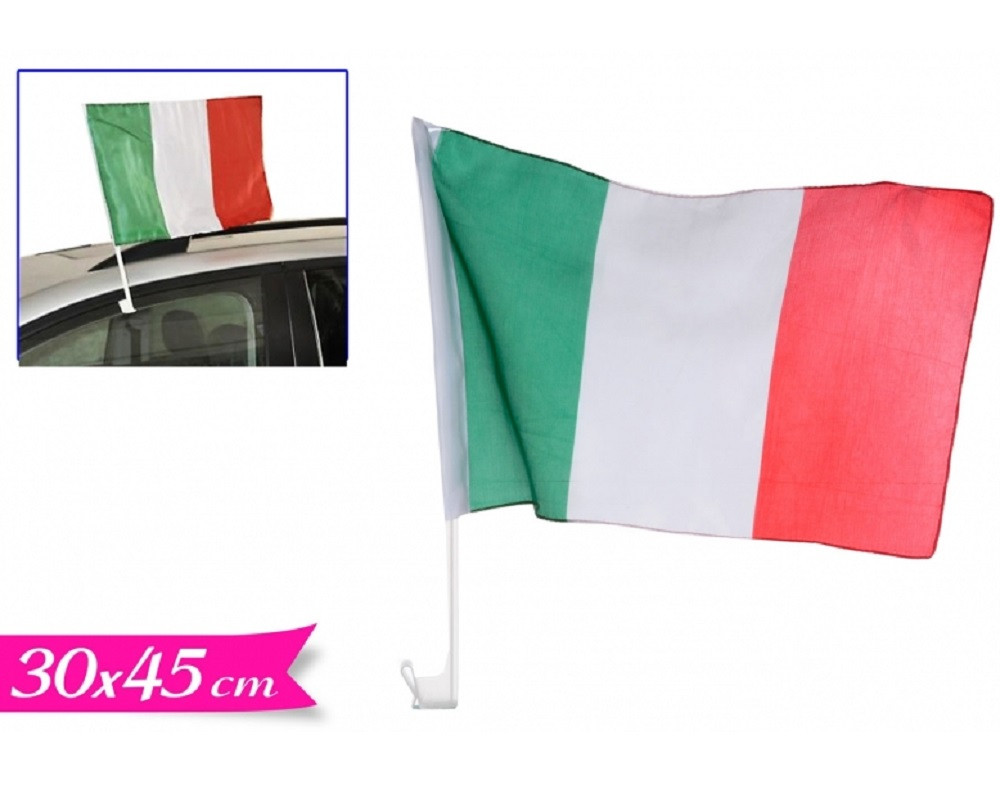 Bandiera Italiana Con Supporto Per Finestrino 30x45 cm PS 06698 pelusciamo store