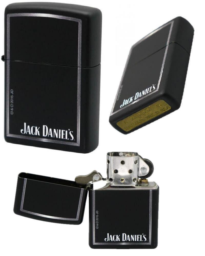 Zippo Jack Daniels Lighter Black Matte, Silver Border Windproof  *03299 PELUSCIAMO