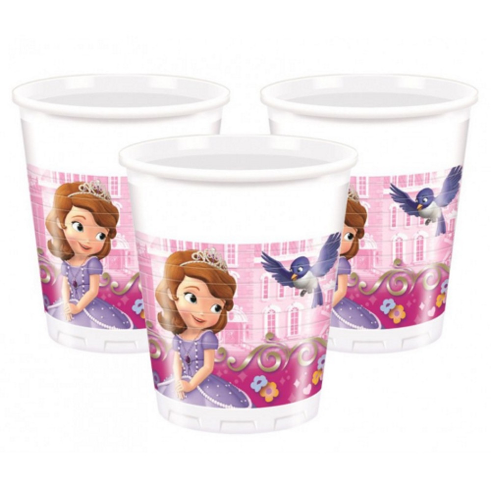 Set 8 Bicchieri Plastica Disney Sofia    | Pelusciamo.com