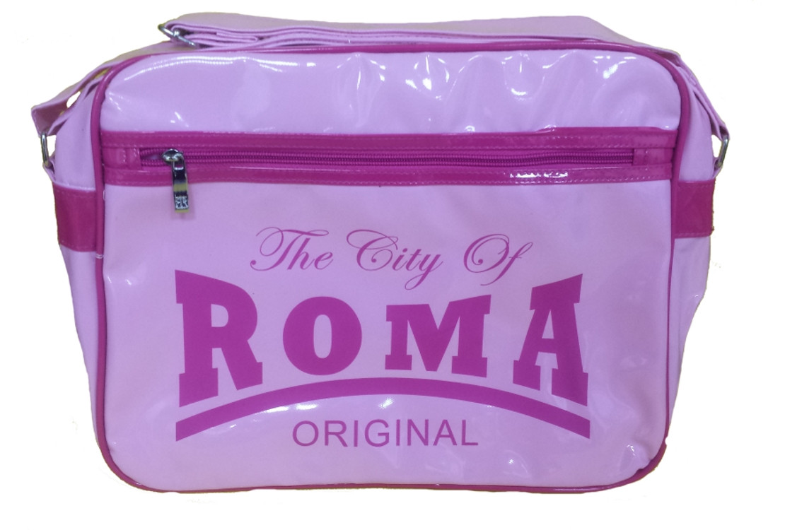 Borsa a tracolla plastificata The City of Roma rosa | Pelusciamo.com