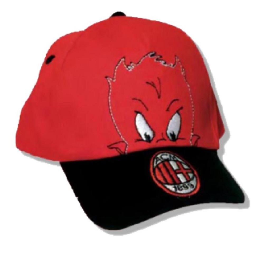 Cappellino baseball taglia 2/4 anni rosso nero ufficiale A.C.Milan *19466