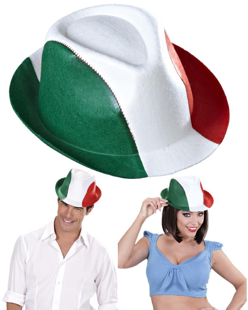 Cappello Fedora tricolore bianco rosso verde tifosi Italia *02106 Pelusciamo.com