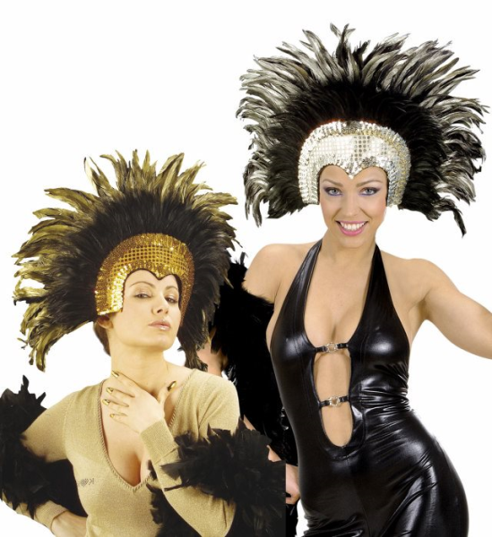 Accessorio Costume Carnevale Brasiliano, Copricapo Piume Moulin Rouge