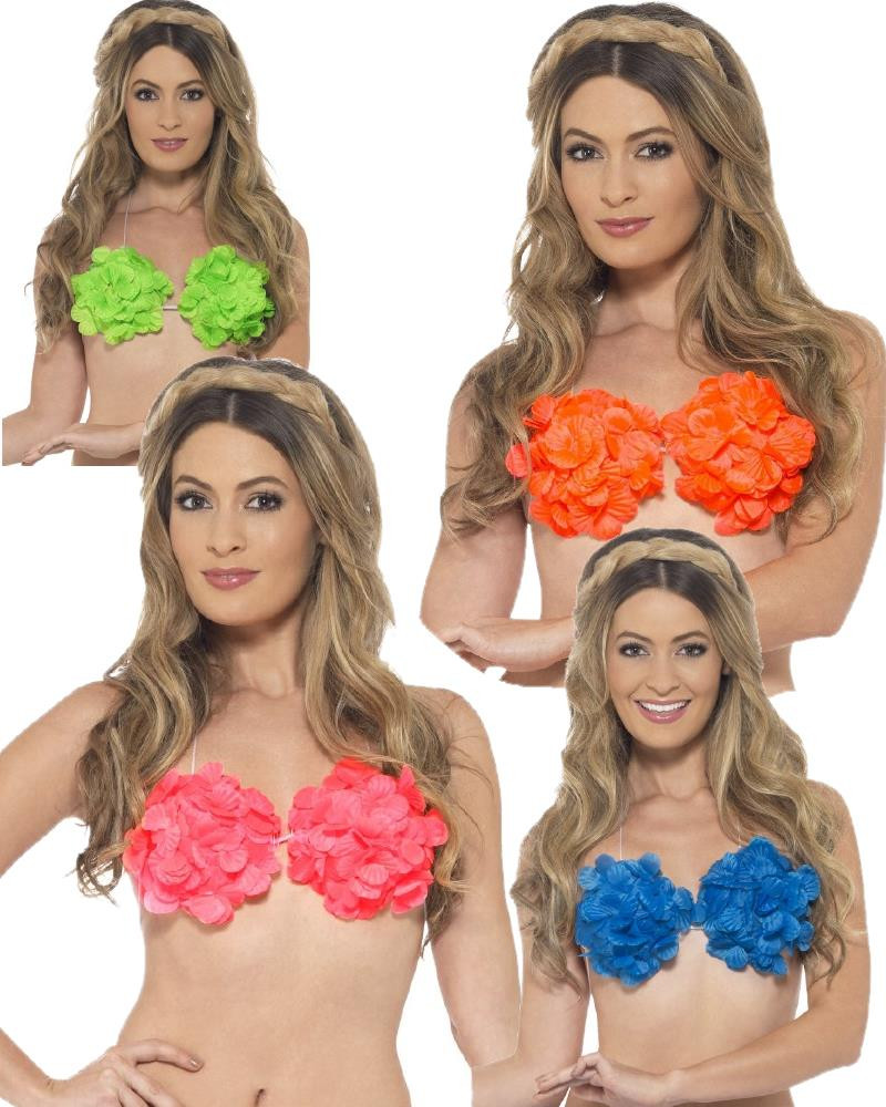 Copriseno A Petali Hawaiian Flowered Bra Neon Ladies Party PS 03261 pelusciamo store