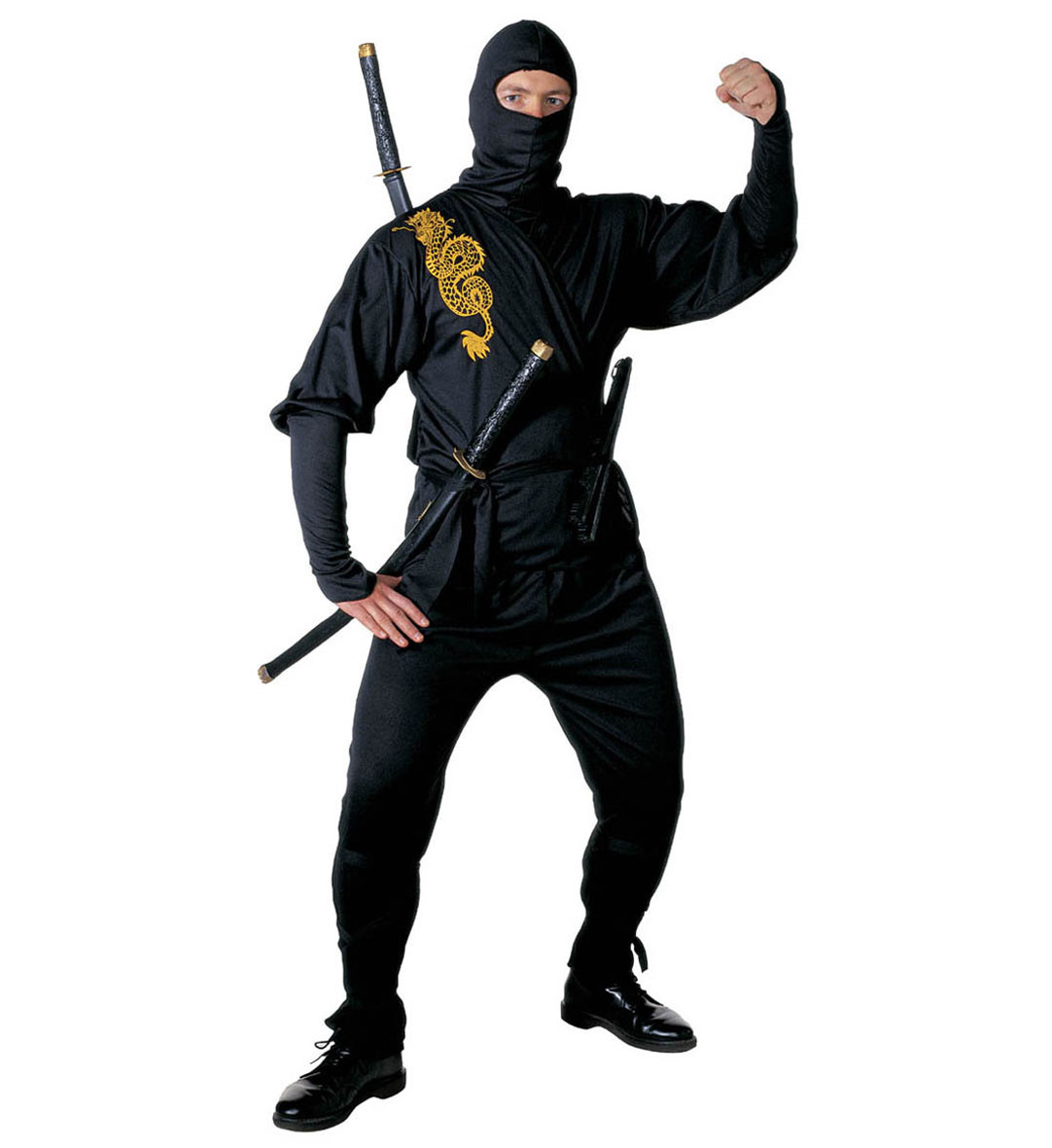 Costume Carnevale uomo travestimento adulto ninja nero S M L  *19839  pelusciamo store
