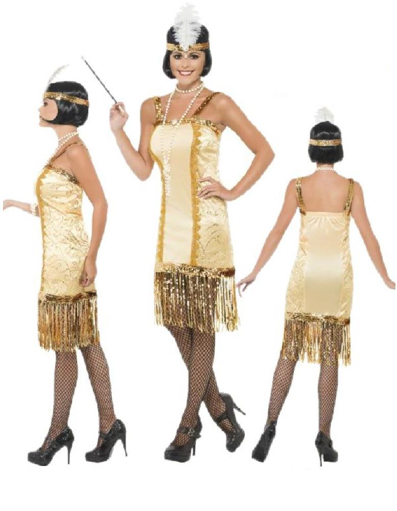 Costume Carnevale Donna Charleston Oro Anni 20, 30 Ballo smiffys *16232