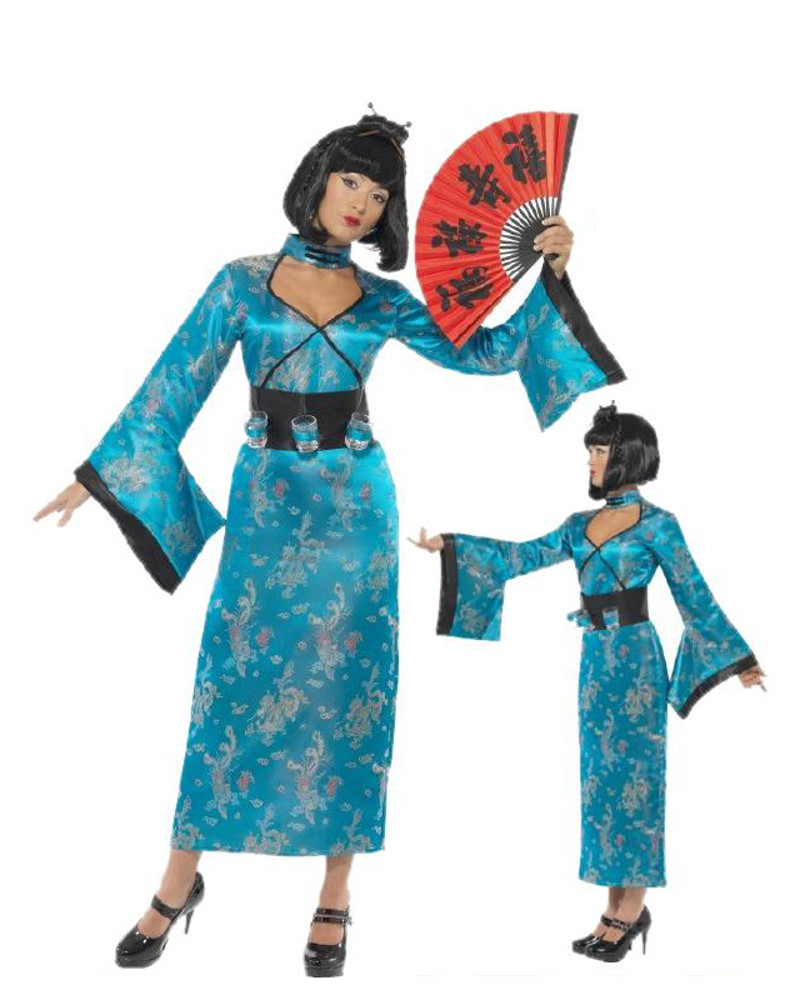 Costume Carnvale Donna Geisha Giapponese Kimono Orientale Smiffys