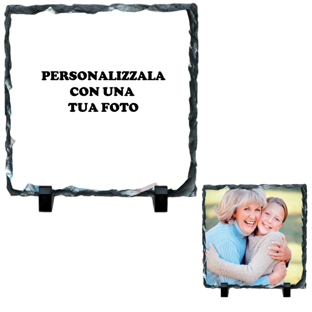 Cornice Pietra Ardesia Quadrata Personalizzabile 20x20 cm Gadget Personalizzata | Pelusciamo.com