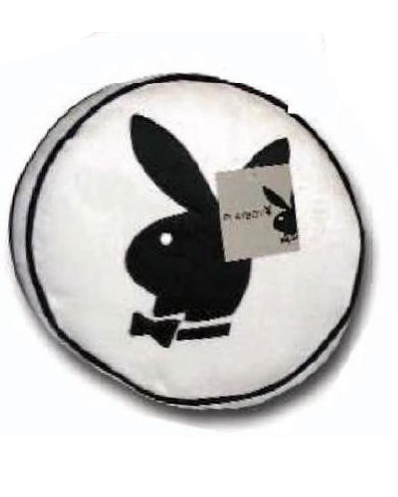 Cuscino tondo in peluche logo Playboy 35x35 cm. bianco *12467