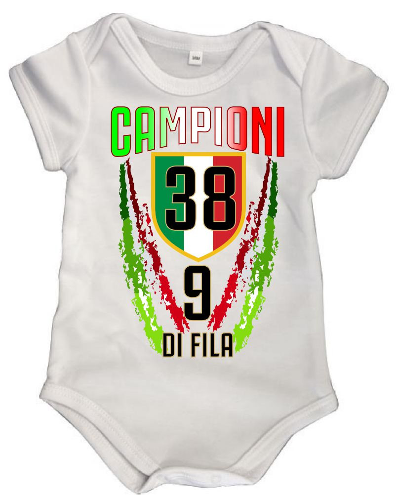 Body Neonato Campioni D'Italia 38 Scudetti 9 Di Fila PS 28954-campioni37 Pelusciamo Store Marchirolo (VA) Tel 377 480 55 00