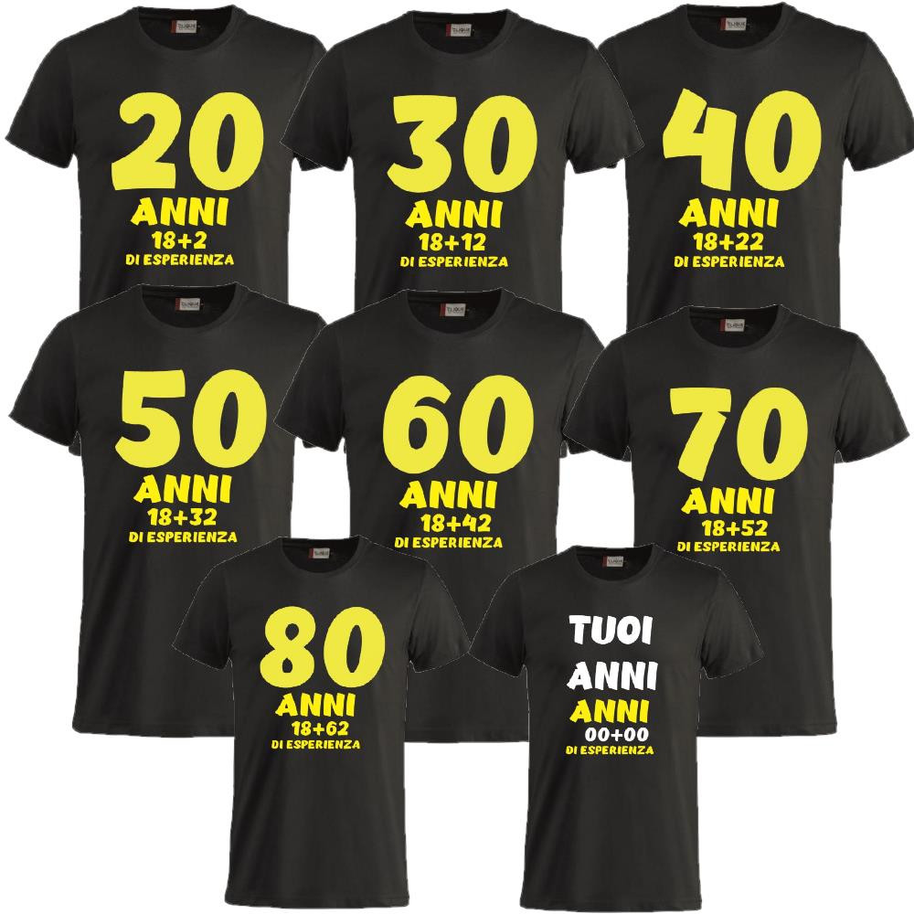 T-Shirt Uomo Compleanno 20 30 40 50 60 70 80 Anni Tua Eta ' PS 27431