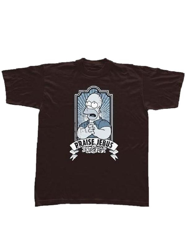T-Shirt Maglietta Homer Simpson Praise Jebus Abbigliamento Uomo Adulto PS 05745