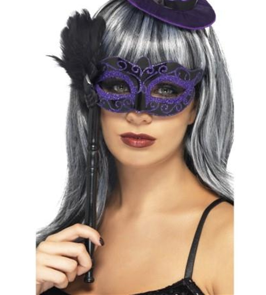 Maschera Veneziana Con Bacchetta  Accessori Costume Carnevale  |  Pelusciamo Store Marchirolo