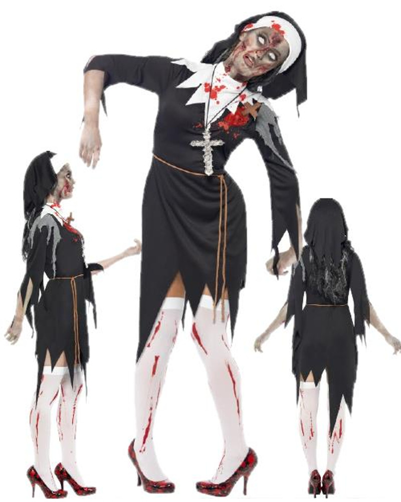 Costume Carnevale Halloween Donna Suora Zombie Horror Chiesa Smiffys