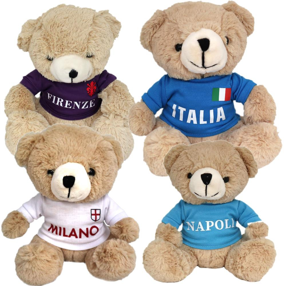 Peluche Orsetto ITALIA Milano Napoli Firenze 24 cm Mascotte Teddy Bear PS 40519 Pelusciamo Store Marchirolo (VA)