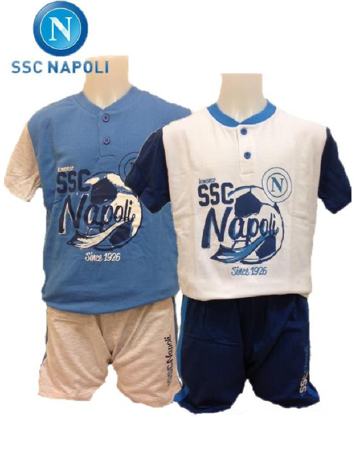 Pigiama Serafino Corto Bambino SSC Napoli *17901  Abbigliamento Bimbo Estivo Ufficiale Calcio