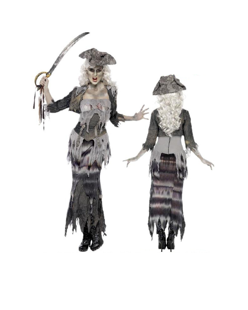 Costume carnevale Donna travestimento Halloween Piratessa Fantasma