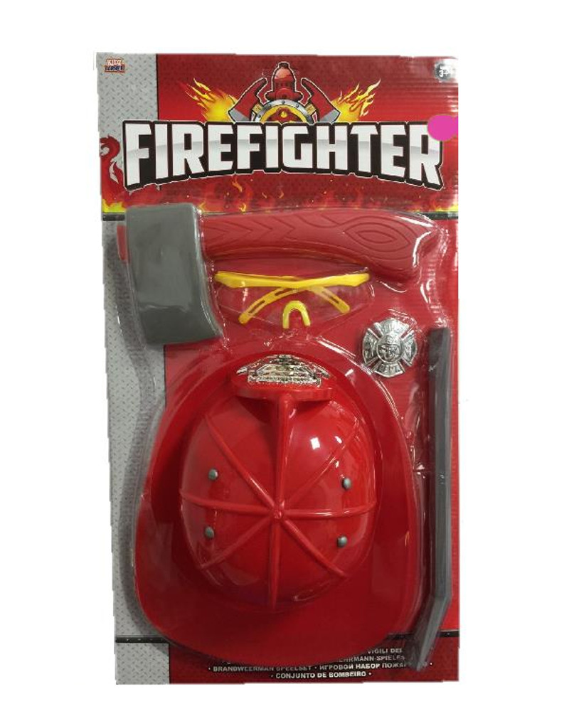 Kit piccolo pompiere elmetto occhiali ascia distintivo *03164 pelusciamo store