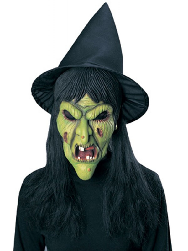Maschera Halloween Carnevale Adulto Strega Maga Befana verde Rubies