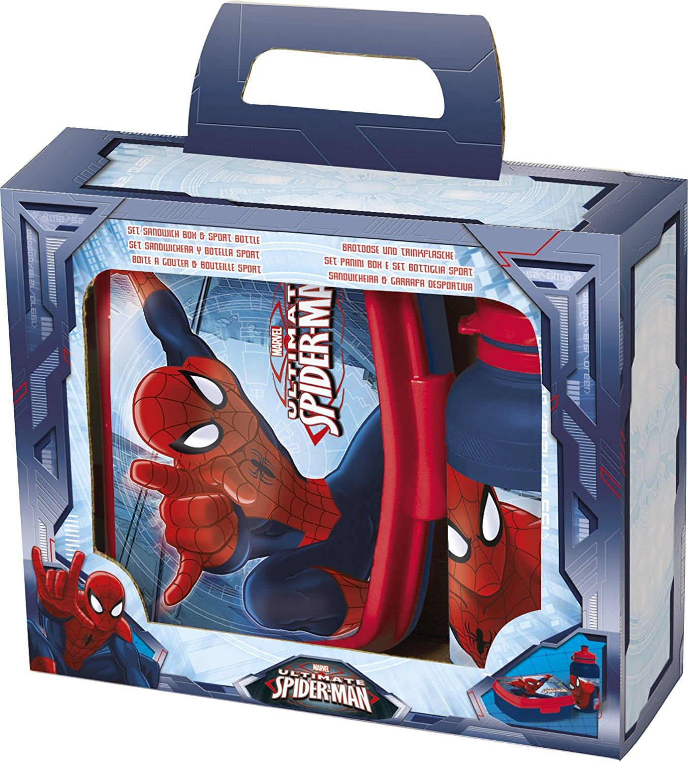 Set Portamerenda + Borraccia Spiderman PS 08410 Accessorio Asilo Scuola Pelusciamo Store Marchirolo