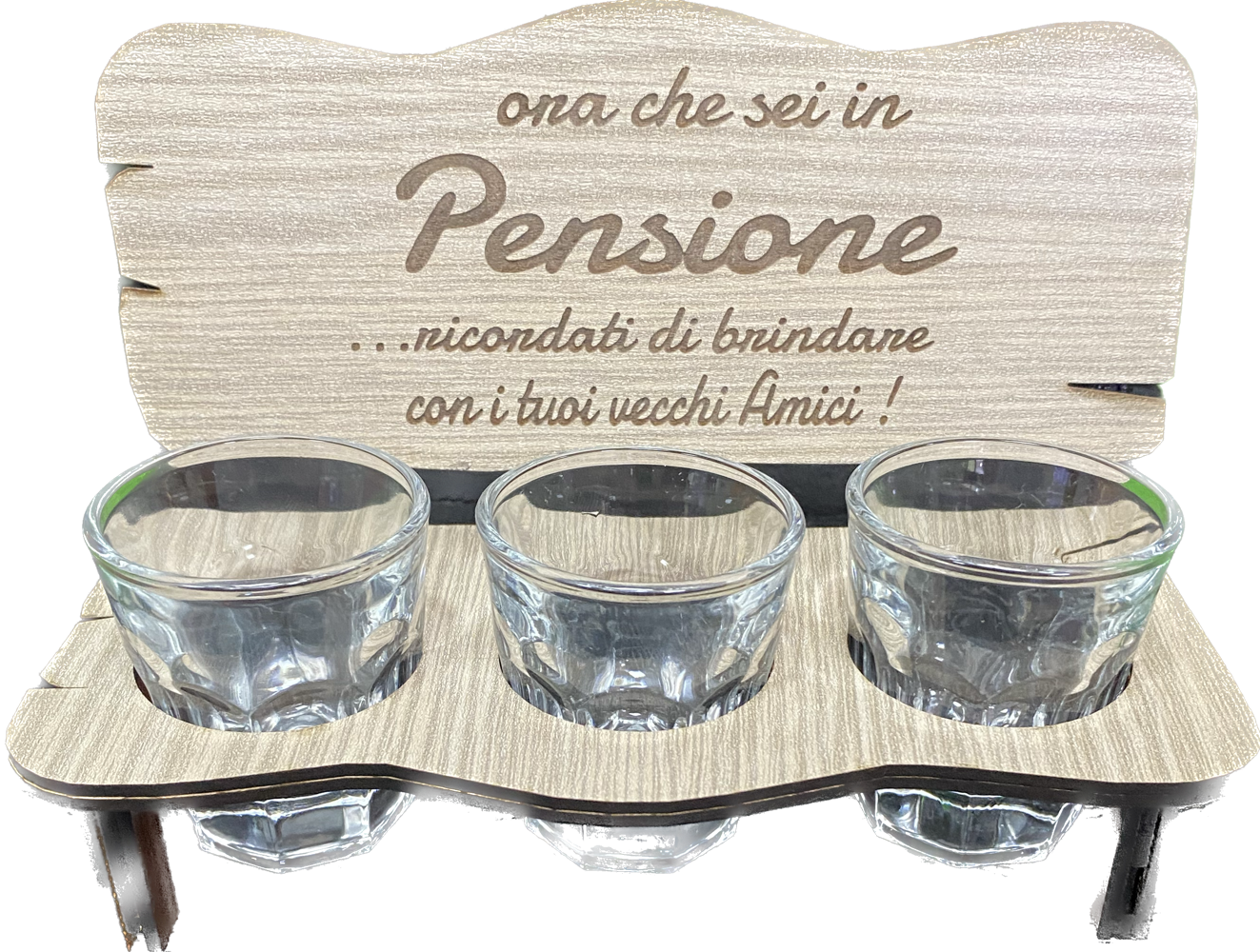 Panchina con 3 Bicchierini Da Amaro Panca Pensione Idea Regalo  PS 37992
