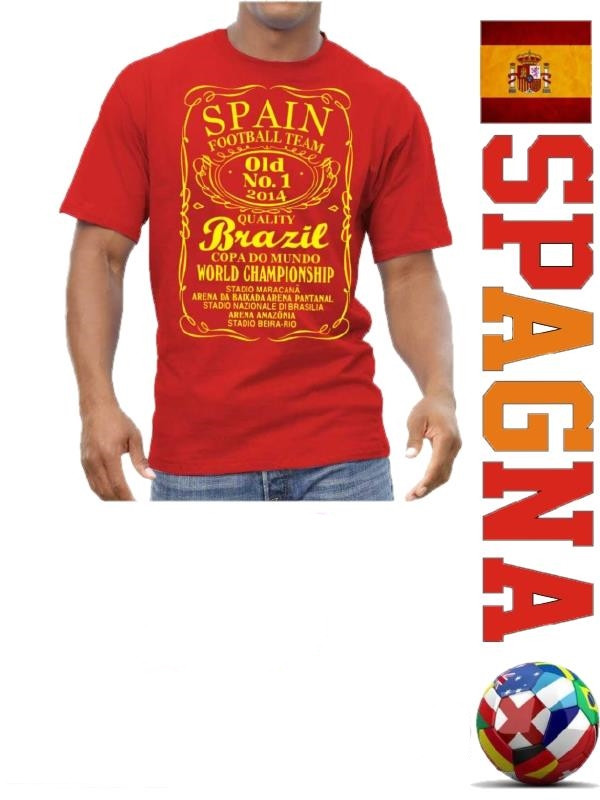 T-shirt nazionale spagnola maglietta mondiali 2014 Brasile Brazil *18133