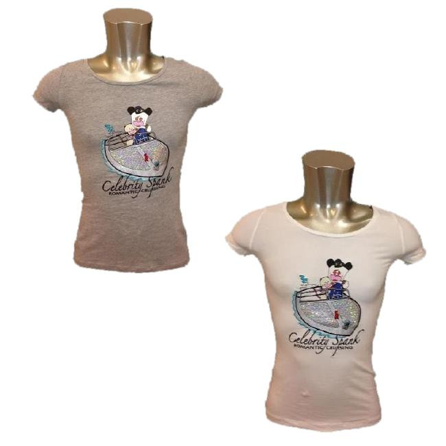 T-Shirt Donna Hello Spank romantic Cruising Maglietta con Pailletes | pelusciamo.com