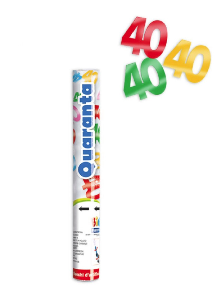 Tubo Sparacoriandoli 40 anni 30 cm, Coriandoli Multicolore PS 13011 Pelusciamo Store Marchirolo