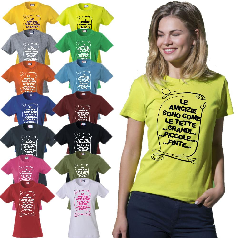 T-Shirt Donna Le Amicizie Sono Come Le Tette Piccole Grandi Finte PS 28870-012