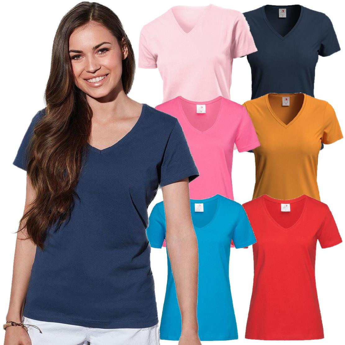 T-Shirt Classic-T V-Neck Women Manica Corta STEDMAN Personalizzabile PS 33746-BS