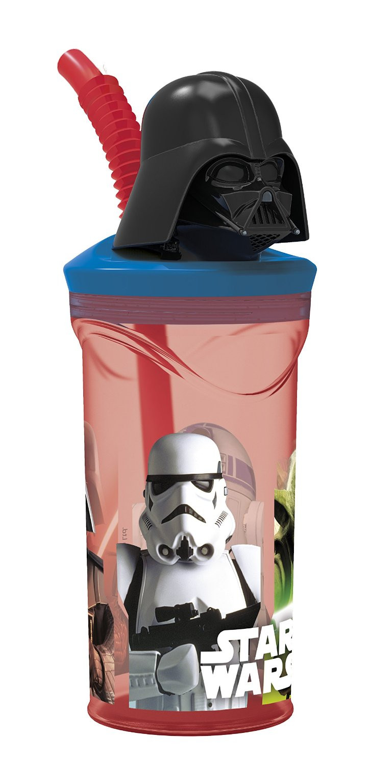 Bicchiere con coperchio e cannuccia Star Wars Darth Vader 3D  *02088