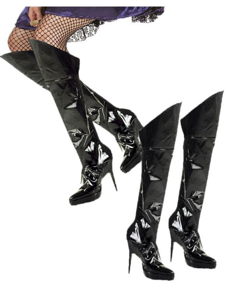 Accessorio costume Carnevale copristivali da donna in vinile nero PS 19763