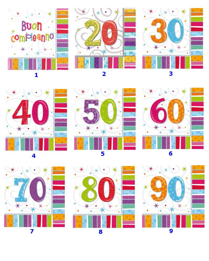 Set Tovaglioli Carta con Anni , Serie Compleanno  *23026 | Pelusciamo.com